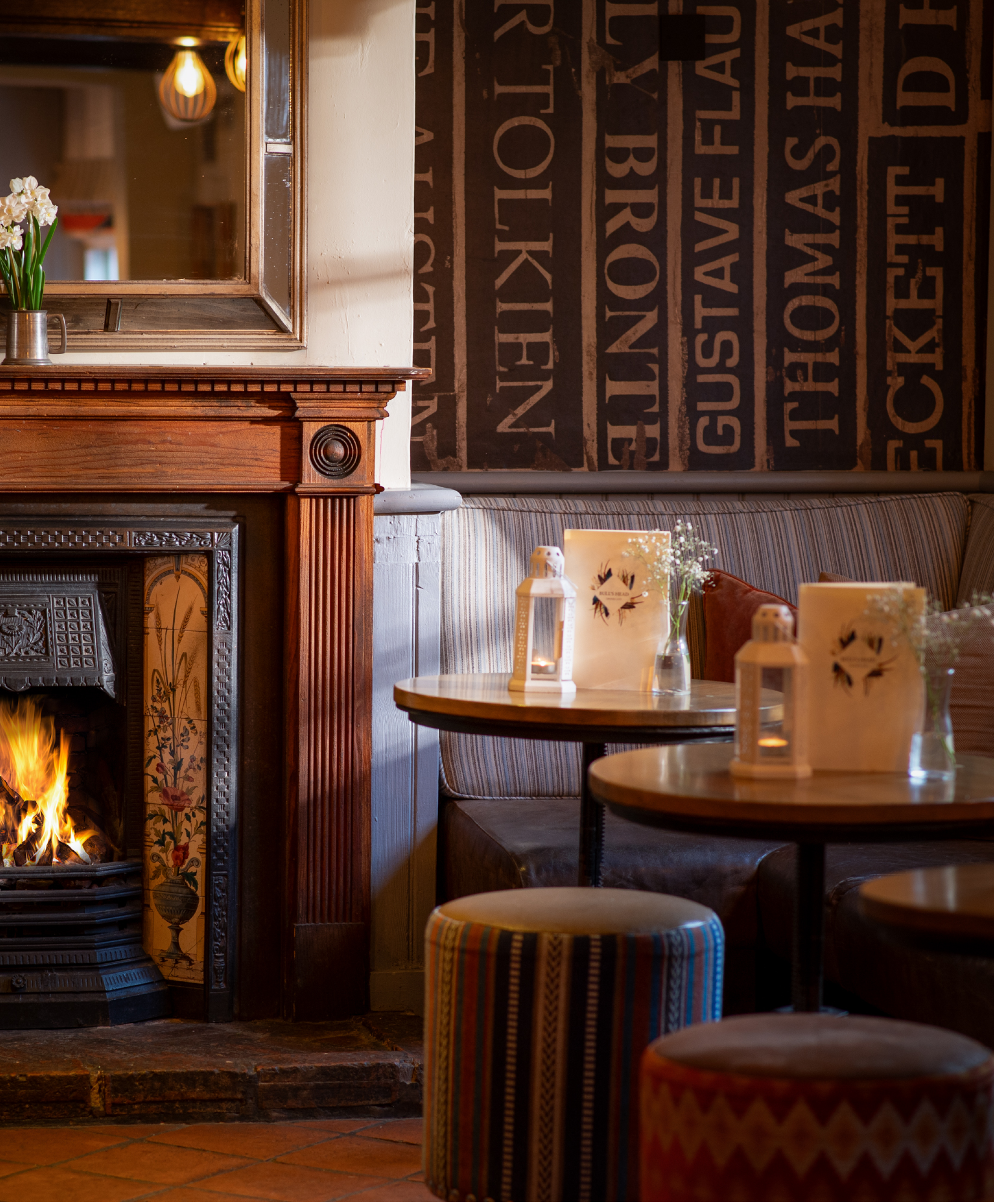 Table by the fire in our bar and restaurant