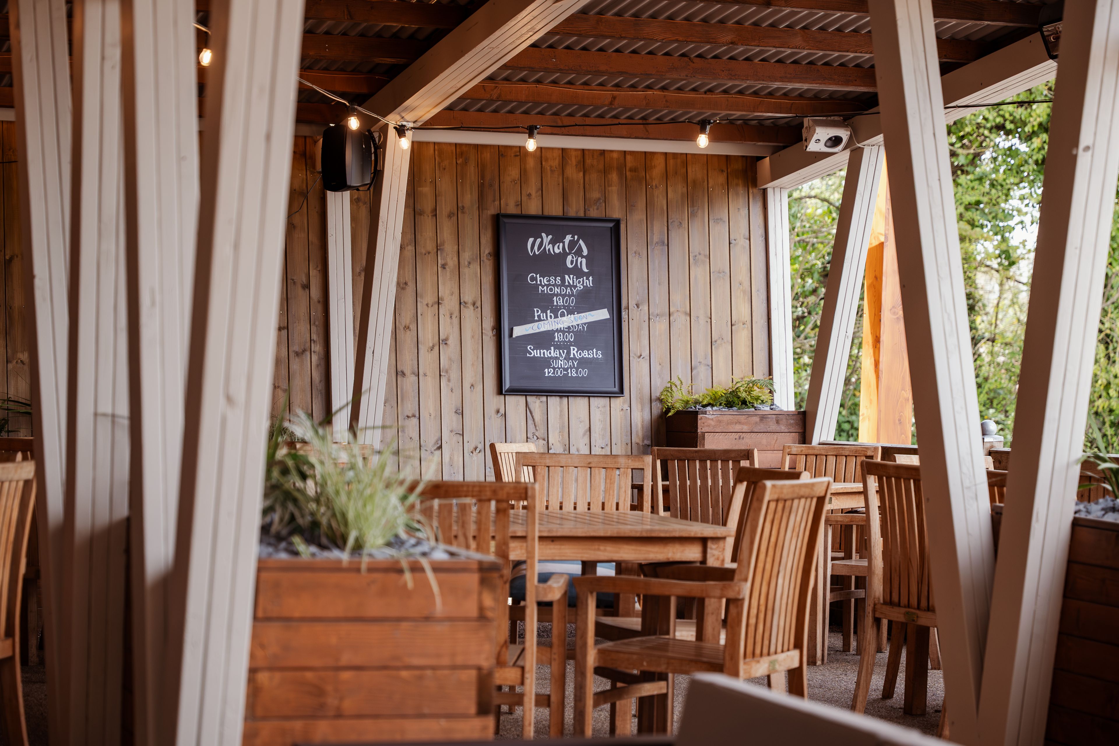 heated outdoor seating area in the barn
